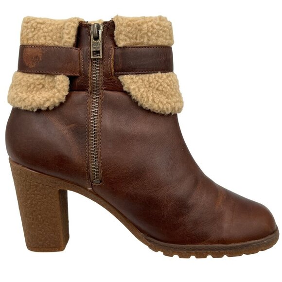 Timberland Glancy NEW Womens 10 Leather Ortholite Boots Shearling Cuff Buckle - Picture 6 of 16